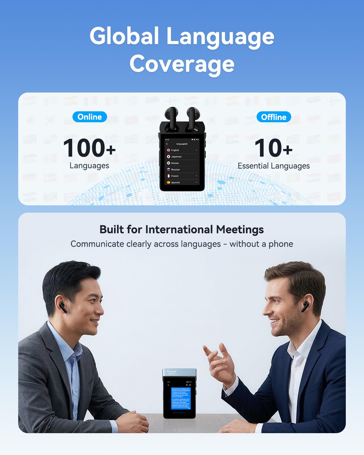 Wooask A9S AI Translation Earbuds with Camera Translation & ChatGPT