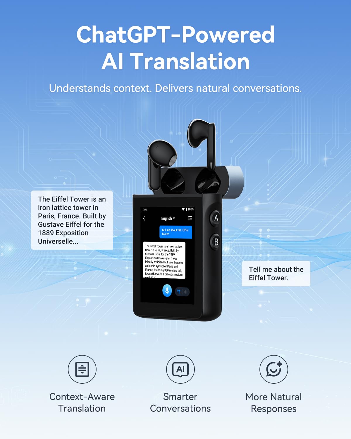 Wooask A9S AI Translation Earbuds with Camera Translation & ChatGPT