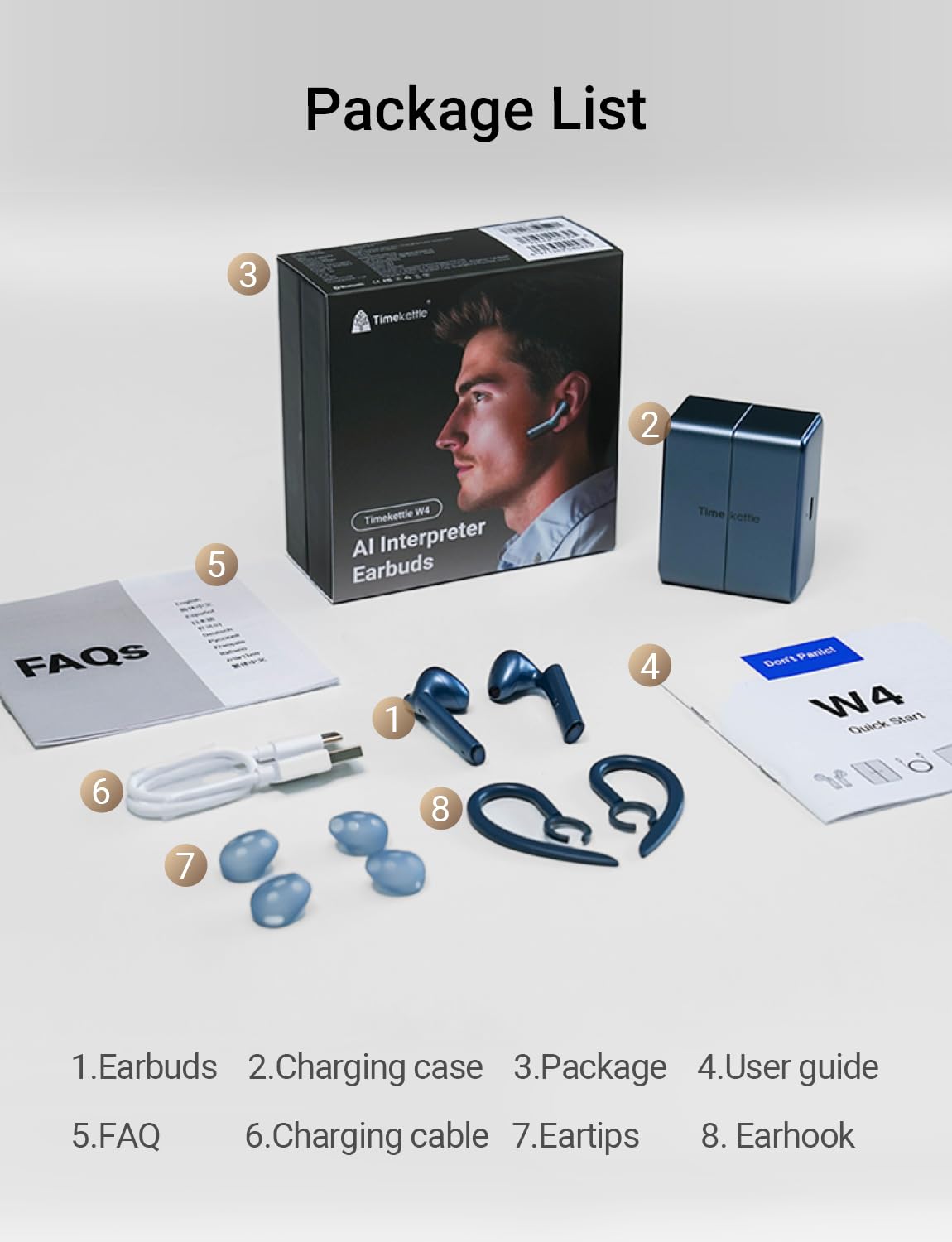 Timekettle W4 Translation Earbuds Smart AI Translator Earbuds for iOS & Android