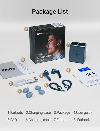 Timekettle W4 Translation Earbuds Smart AI Translator Earbuds for iOS & Android