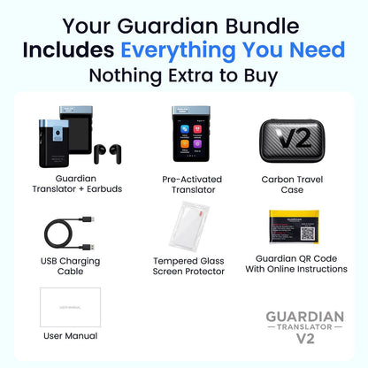 Guardian Translator V2 AI Translator Device with Earbuds & ChatGPT Support