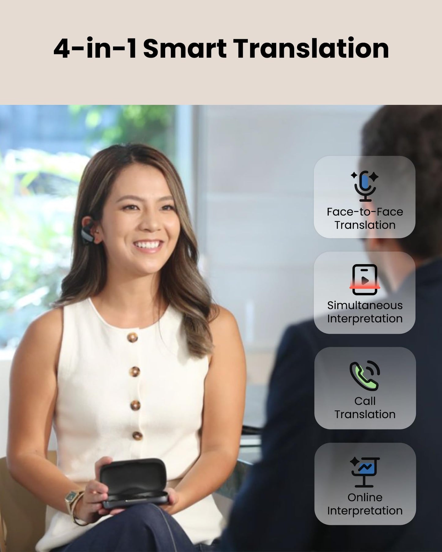 iFLYTEK AI Translation Earbuds Real-Time Translator Earbuds for Meetings & Travel