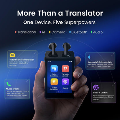 Guardian Translator V2 AI Translator Device with Earbuds & ChatGPT Support