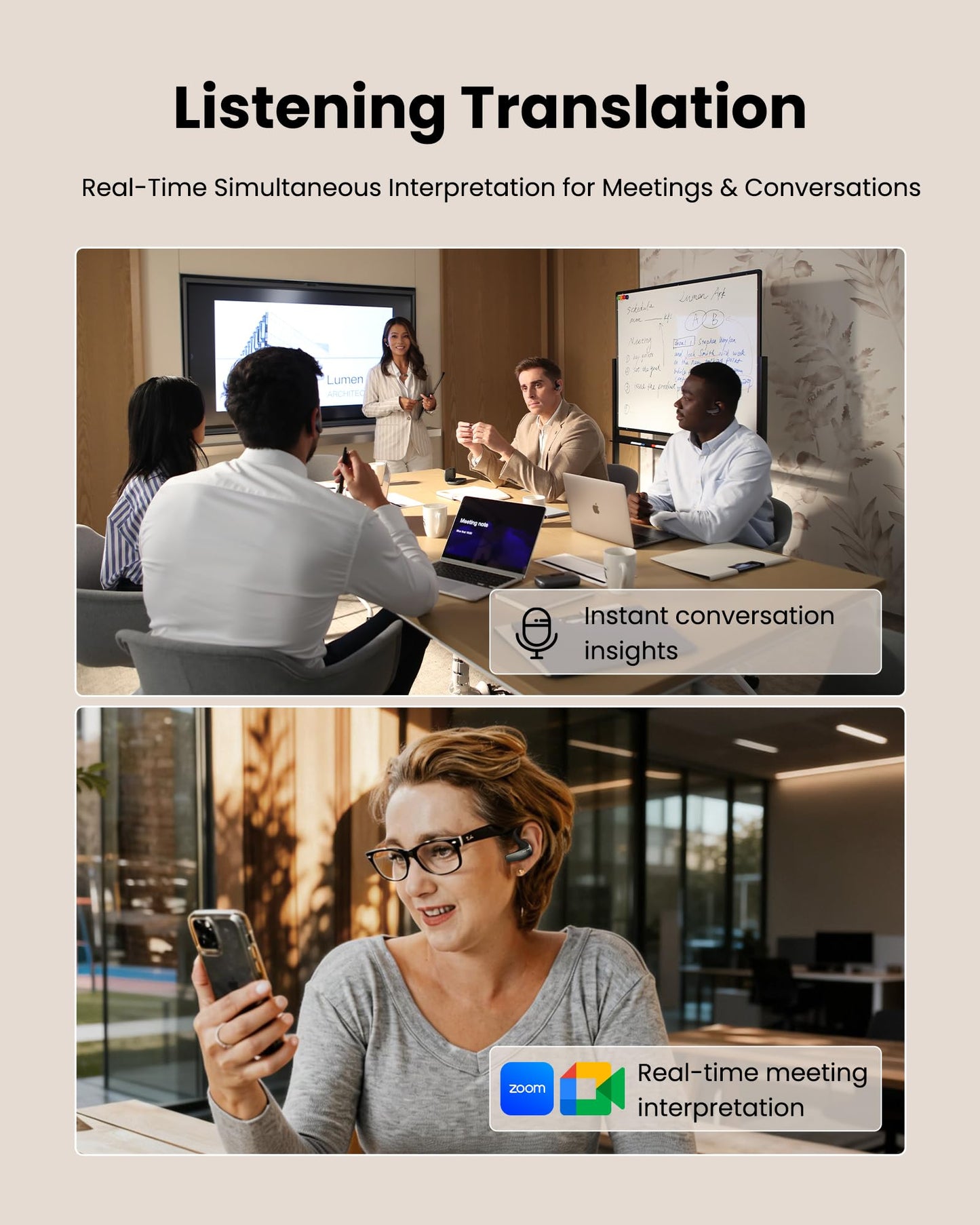 iFLYTEK AI Translation Earbuds Real-Time Translator Earbuds for Meetings & Travel