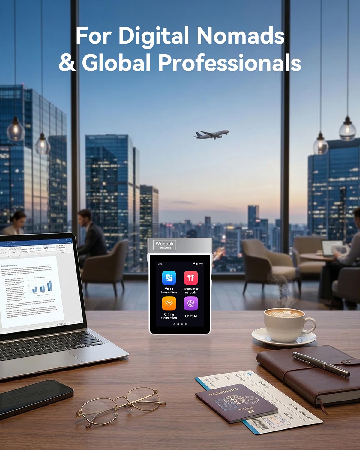 Wooask A9S AI Translator Earbuds with Screen & Offline Translation Support